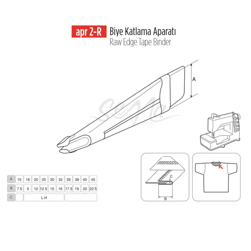 Lastik Biye Katlama Apara 16x8mm / APR 2-R